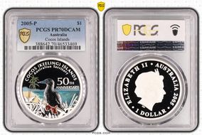 2005-P $1 Cocos Islands Colorized PR70DCAM