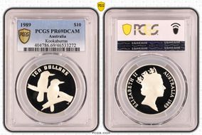 1989 $10 Kookaburras KM-133  Ag PR69DCAM