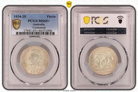 1934-35 Florin Centennial KM-33  Ag MS65+