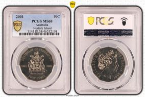 2001 50C Norfolk Island MS68