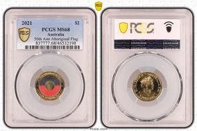 2021 $2 50th Ann Aboriginal Flag Colorized MS68