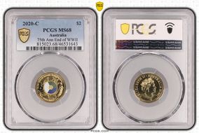 2020-C $2 75th Ann End of WWII Colorized MS68