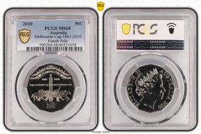 2010 50C Melbourne Cup 1861-2010 Finish Pole MS68