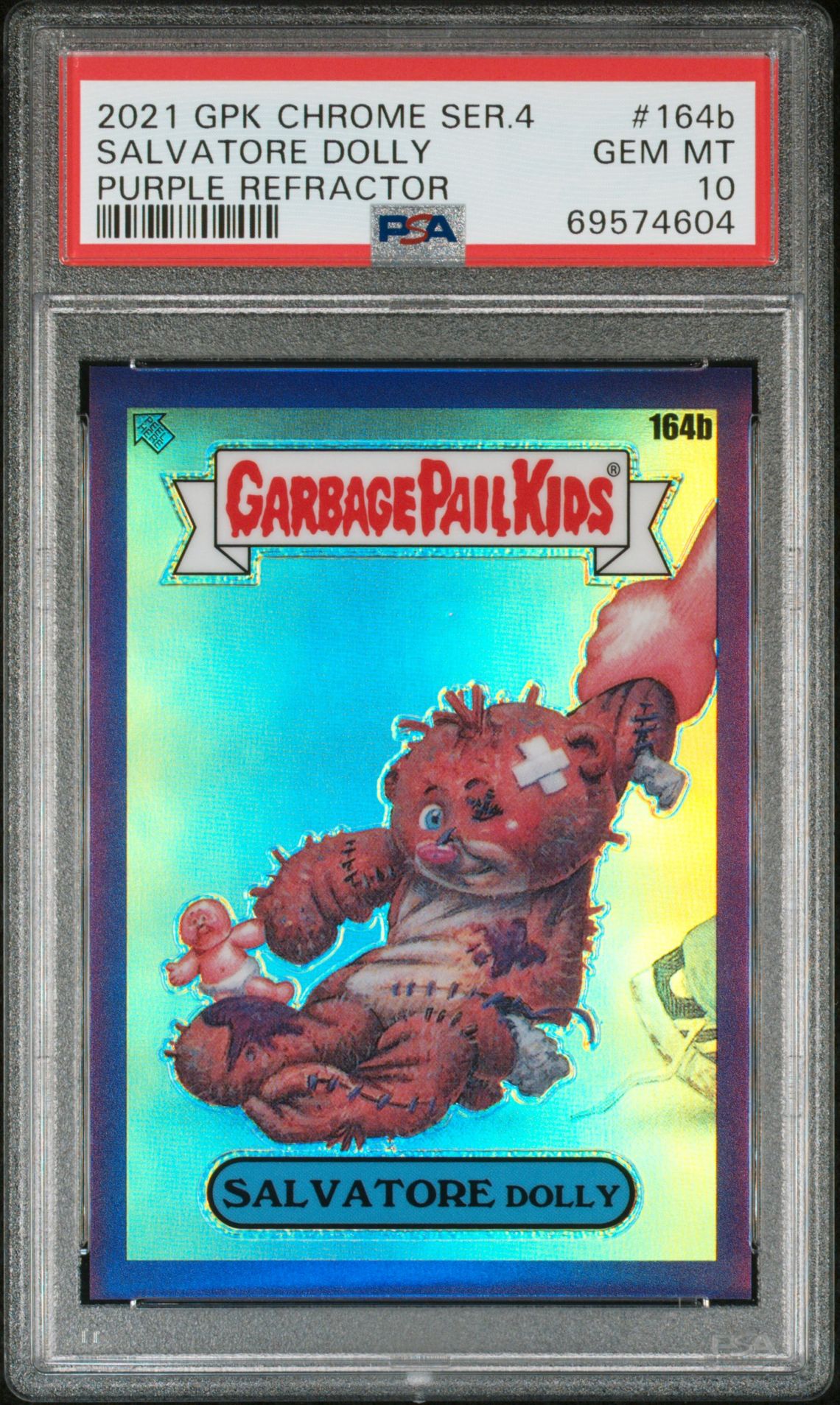 2021 Topps GARBAGE PAIL KIDS CHROME Purple Refractor #164B Salvatore Dolly front