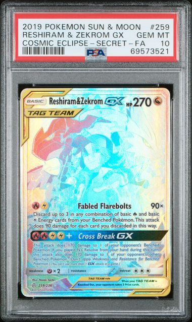 Reshiram & Zekrom GX (Full Art) - Cosmic Eclipse - Pokemon Card
