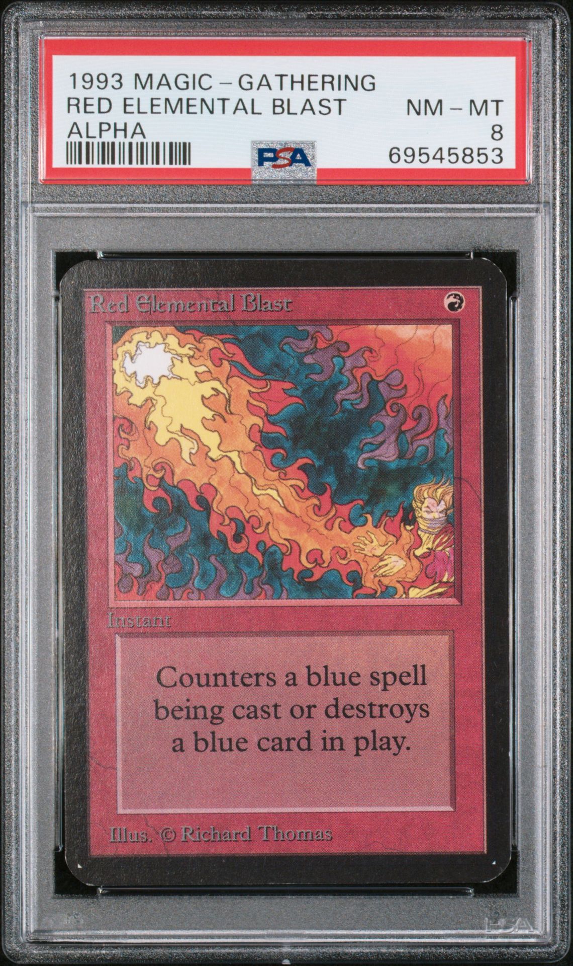 1993 Magic The Gathering Alpha Red Elemental Blast PSA 8 on Goldin