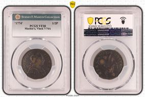 '1774' 1/2P Machin's, Vlack 7-74A VF30BN