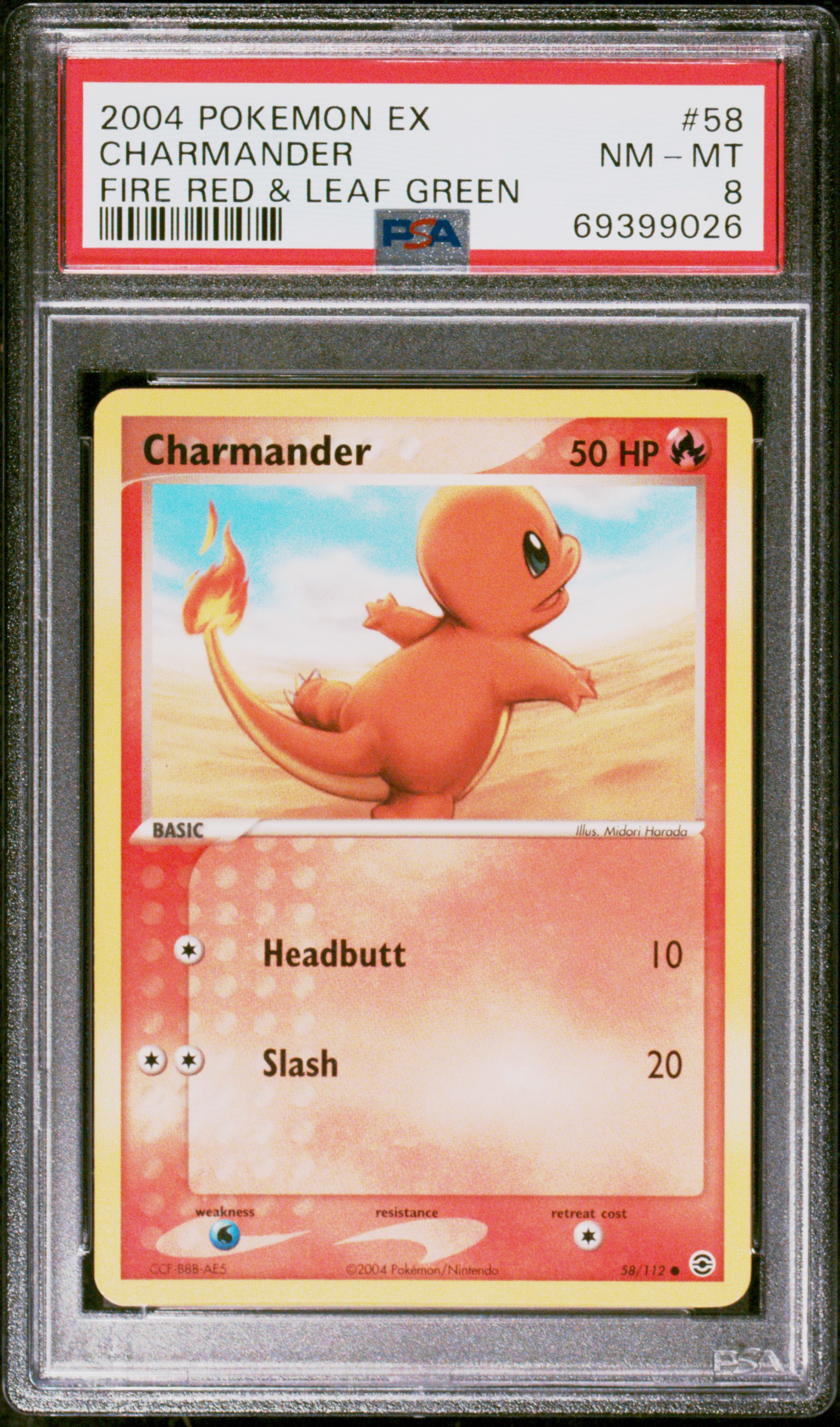 2004 Pokemon EX Fire Red & Leaf Green #58 Charmander – PSA NM-MT 8