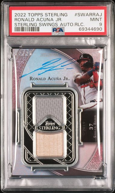 Ronald Acuna Jr 2022 TOPPS HERITAGE CHROME BLUE SPARKLE #223 ATLANTA BRAVES!