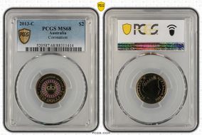 2013-C $2 Coronation Colorized MS68