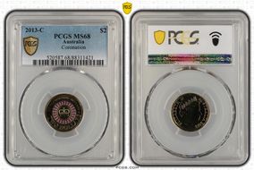 2013-C $2 Coronation Colorized MS68