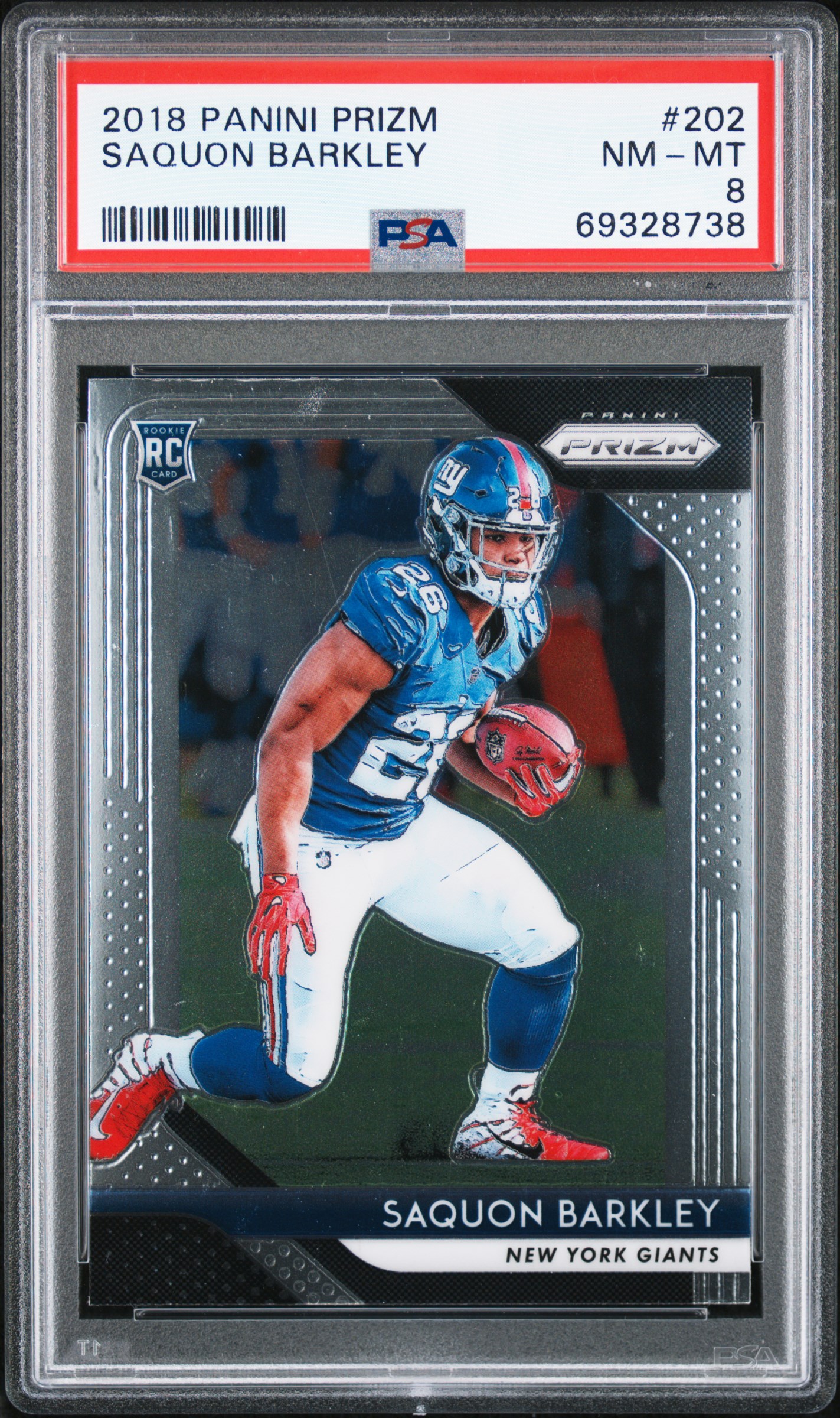 2018 Panini Prizm #202 Saquon Barkley Rookie Card – PSA NM-MT 8