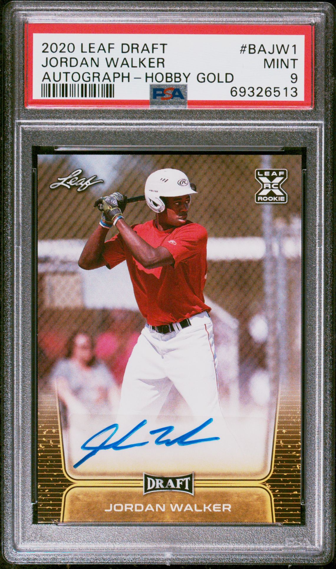 2020 Leaf LEAF DRAFT AUTOGRAPHS HOBBY GOLD #BAJW1 Jordan Walker front