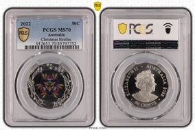 2022 50C Christmas Beetles Colorized MS70