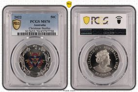 2022 50C Christmas Beetles Colorized MS70