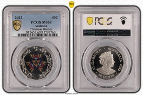 2022 50C Christmas Beetles Colorized MS69