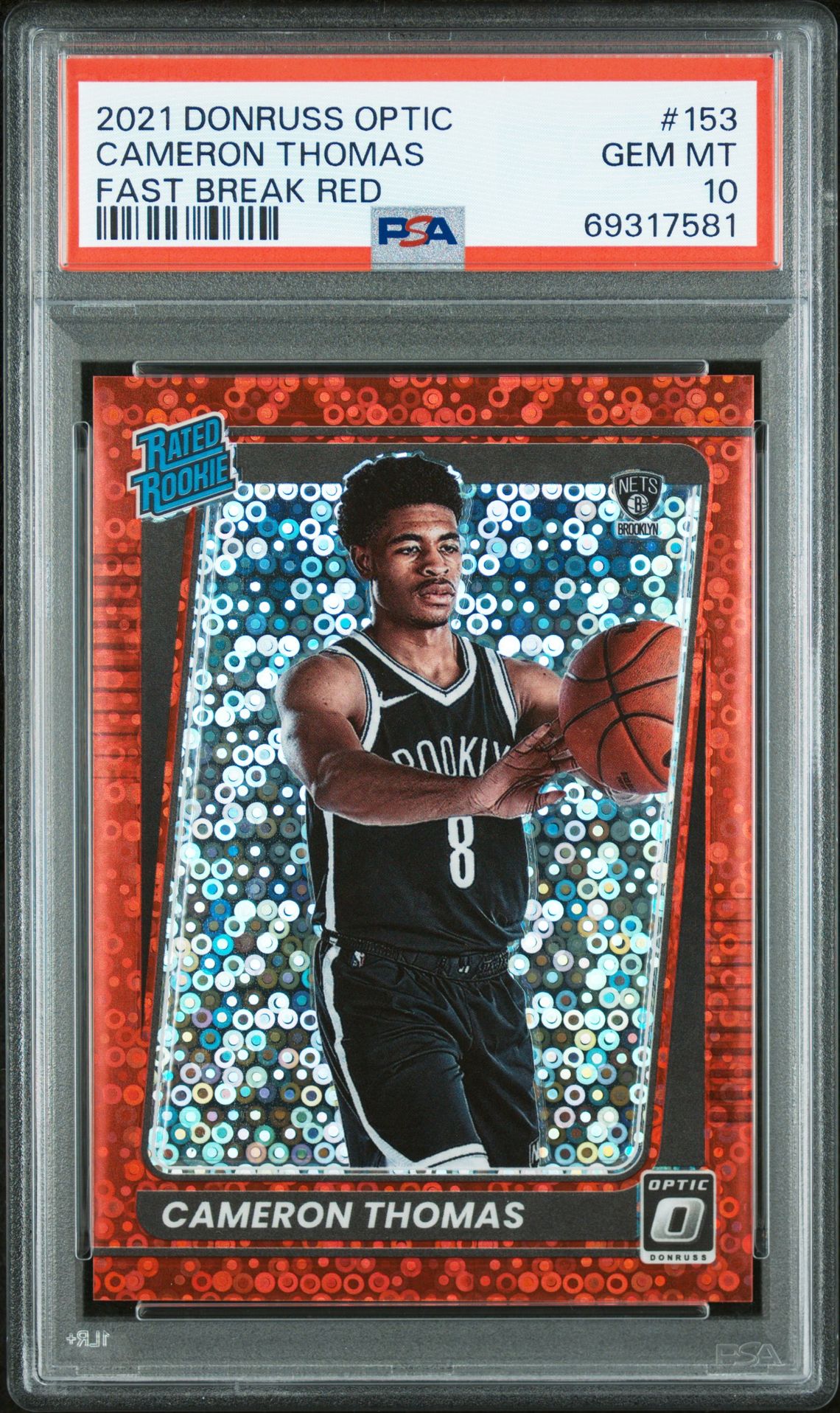2021 Panini Donruss Optic Cameron Thomas #153 (Fast Break Red) Gem Mt 10 front