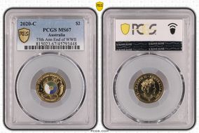 2020-C $2 75th Ann End of WWII Colorized MS67