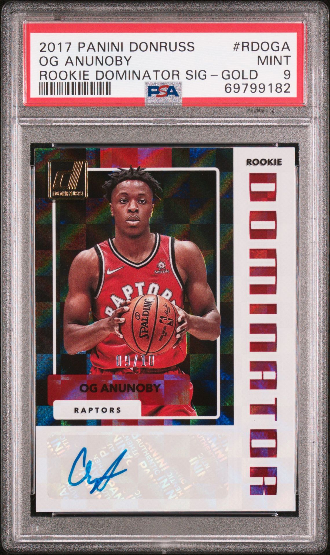 2017 Panini Donruss Rookie Dominator Signatures Og Anunoby #Rdoga (Rookie Dominator Sig-Gold) Mint 9 front