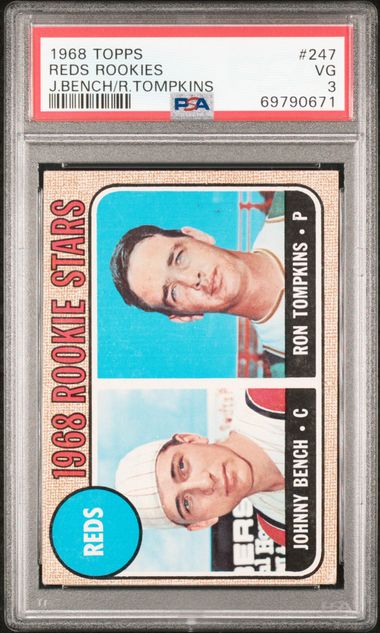 Johnny Bench Autographed 1968 Topps Rookie Card #247 Cincinnati