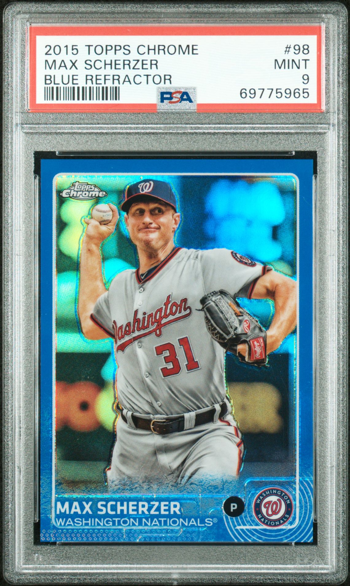 2015 Topps TOPPS CHROME Blue Refractor #98 Max Scherzer front