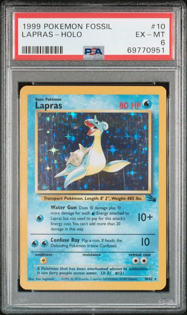 1999 Pokemon Fossil Rare Holofoil #10 Lapras – PSA EX-MT 6 on Goldin  Marketplace