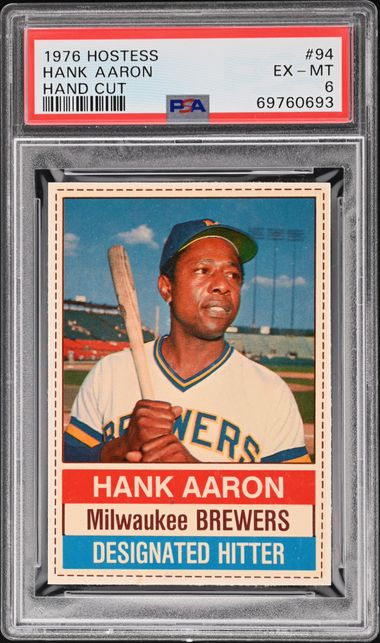  1976 Hostess # 94 Hank Aaron Milwaukee Brewers