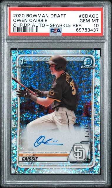 2020 Bowman BOWMAN DRAFT CHROME DRAFT PICKS AUTOGRAPHS CHR.DP AUTO-SPARKLE REF. #CDAOC Owen Caissie front