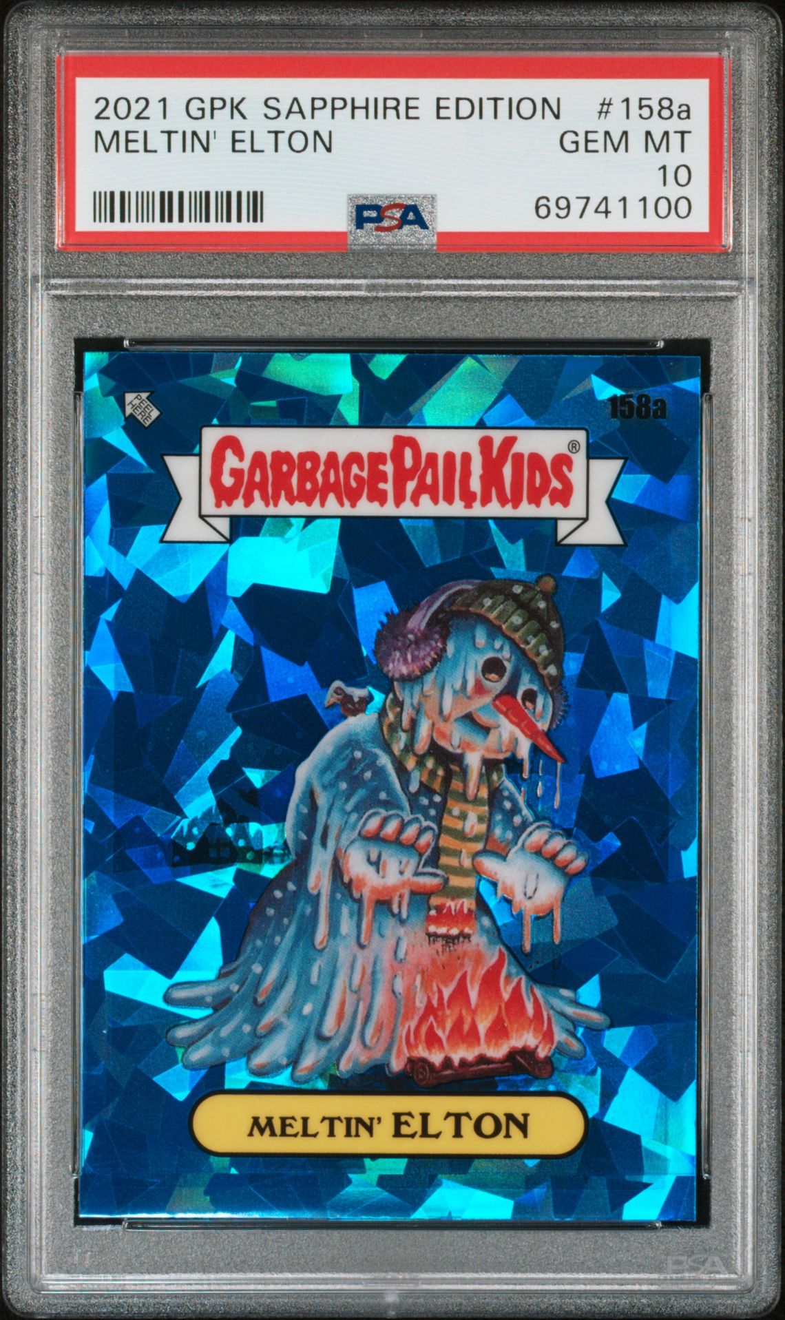 2021 Topps GARBAGE PAIL KIDS SAPPHIRE EDITION Refractor #158A Meltin' Elton front