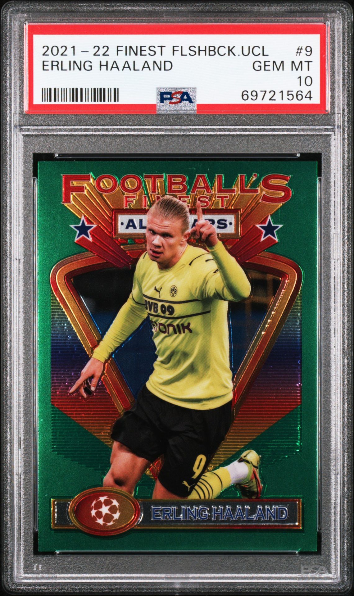 2021-22 Topps TOPPS FINEST FLASHBACKS UEFA CHAMPIONS LEAGUE #9 Erling Haaland front