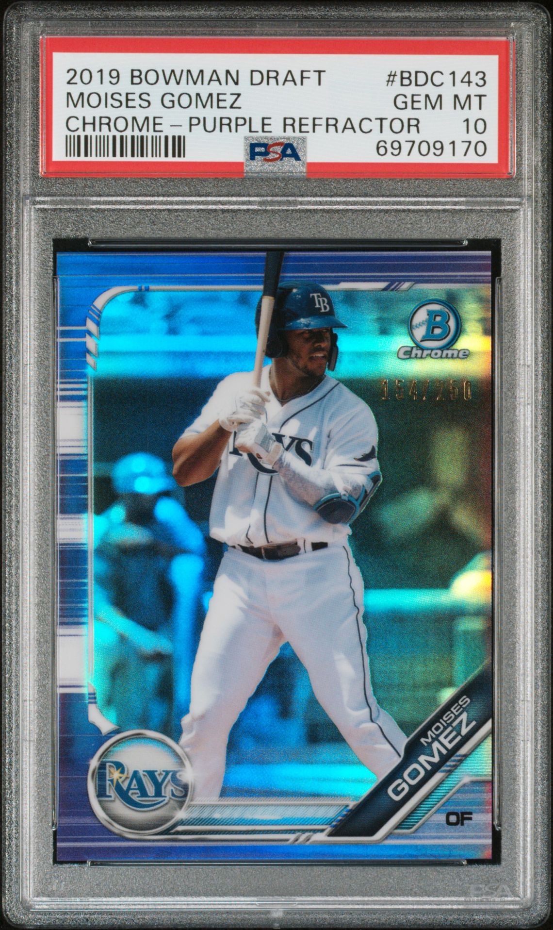 2019 Bowman BOWMAN DRAFT Purple Refractor #BDC143 Moises Gomez front