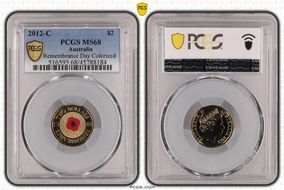 2012-C $2 Remembrance Day Colorized MS68