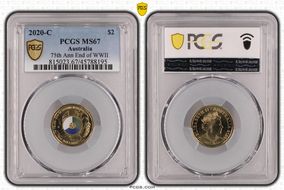 2020-C $2 75th Ann End of WWII Colorized MS67