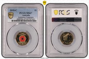 2018-C $2 Armistice Centenary Colorized MS67