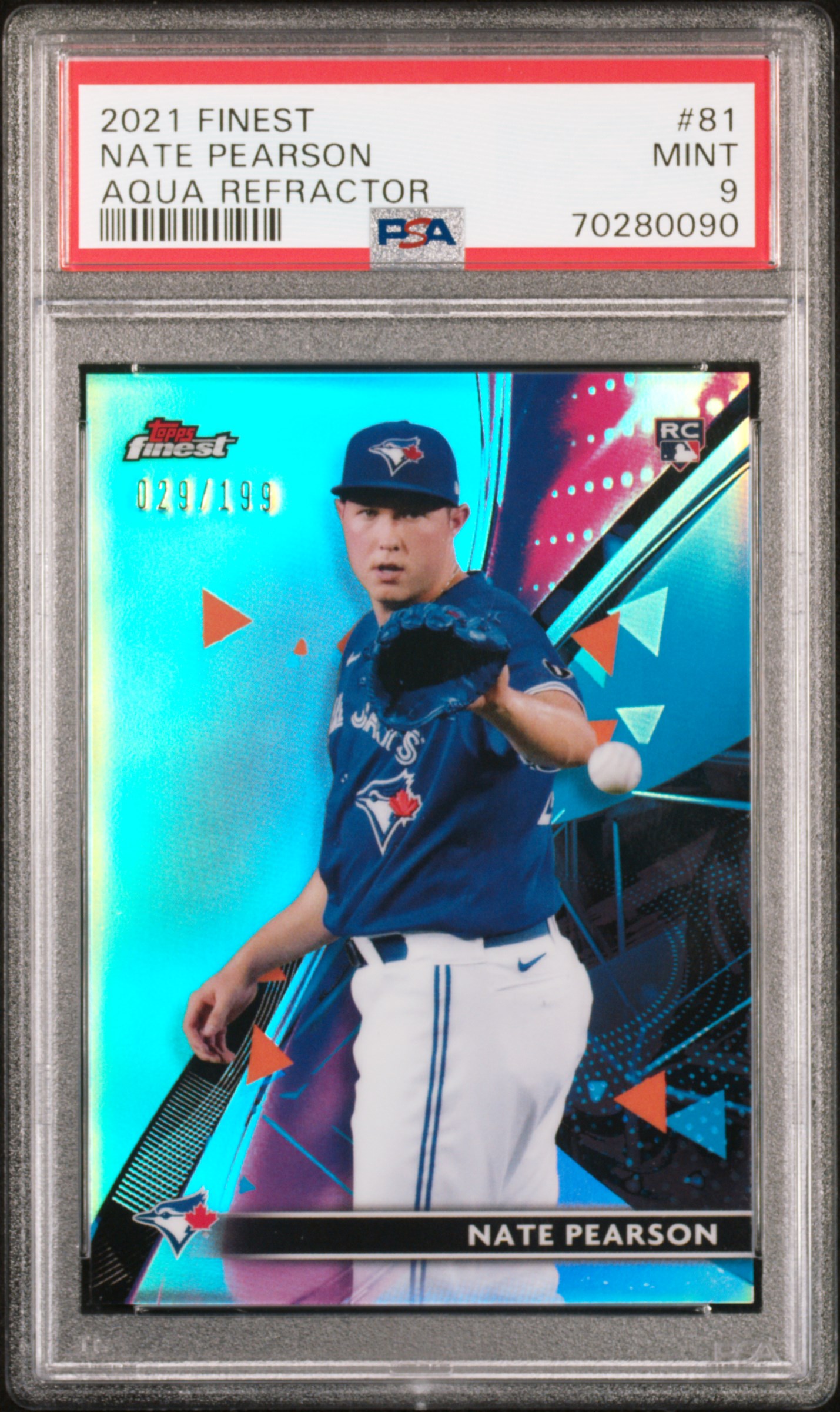 2021 Topps Finest Nate Pearson #81 (Aqua Refractor) Mint 9 front