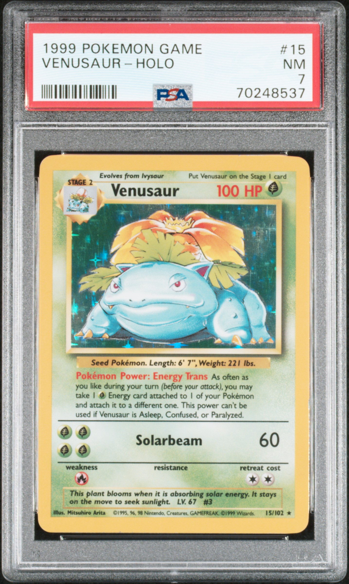 1999 #15 Venusaur-Holo PSA 7 Game
