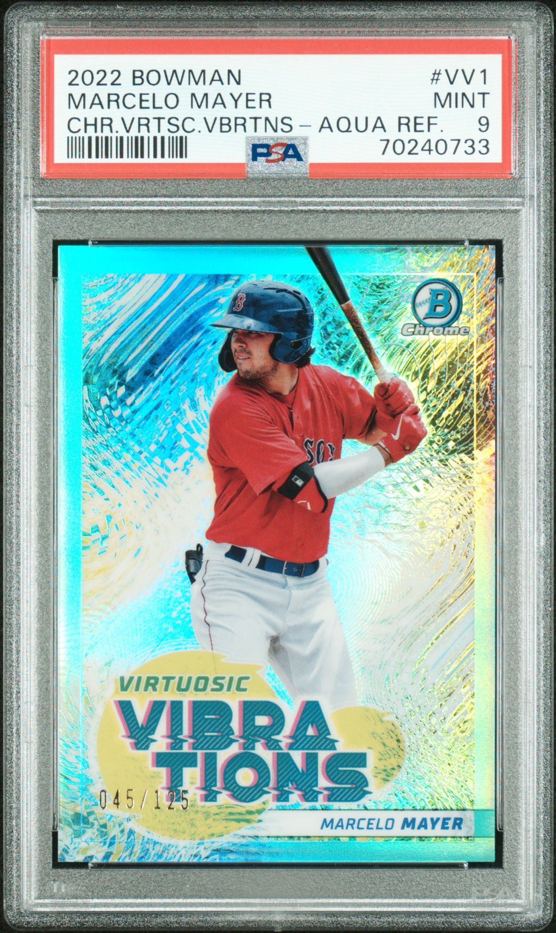 2022 Bowman Chrome BOWMAN CHROME VIRTUOSIC VIBRATIONS CHR.VRTSC.VBRTNS-AQUA REF. #VV1 Marcelo Mayer front