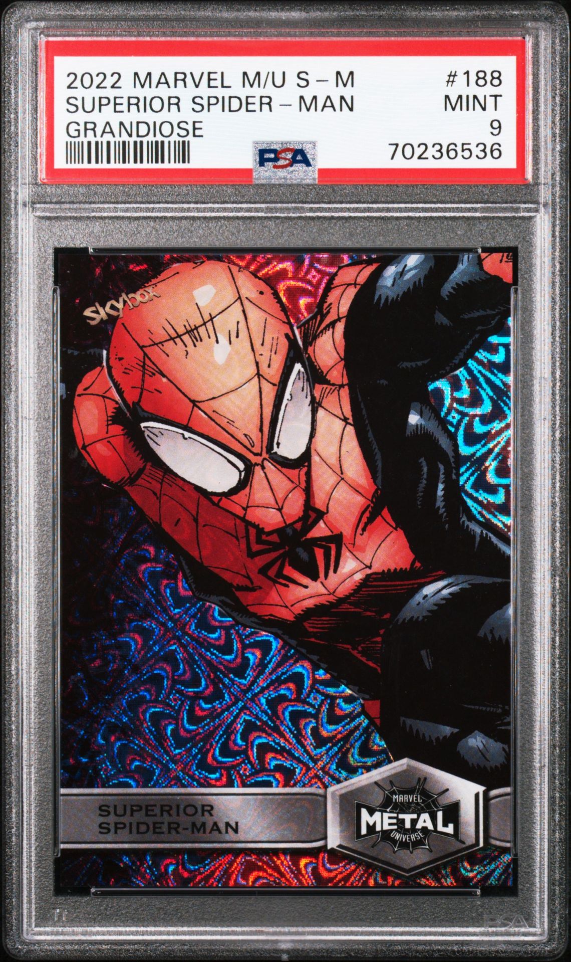 2022 SkyBox Marvel Metal Universe Spider-Man Grandiose #188 Superior Spider- Man - PSA MINT 9 on Goldin Auctions