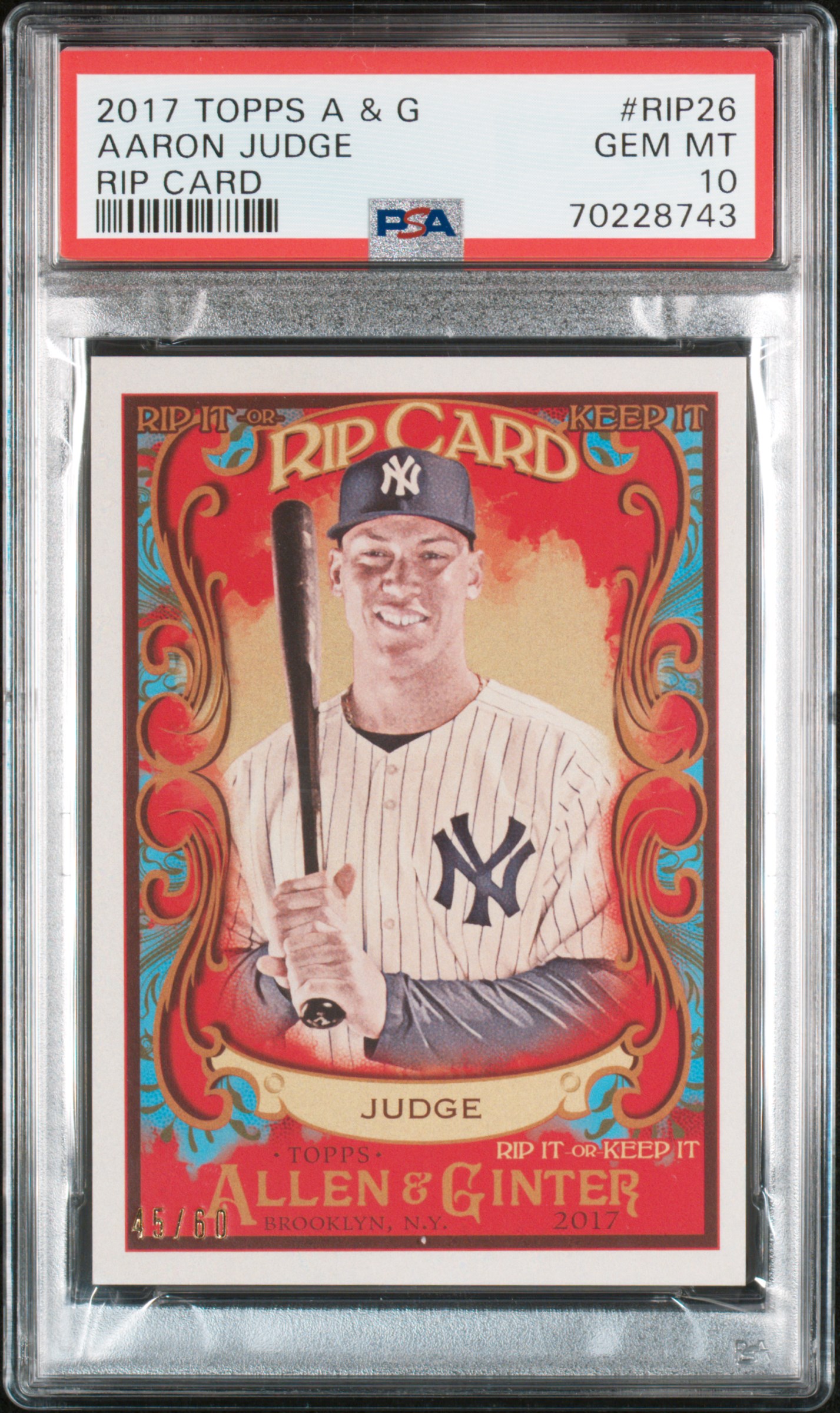 2017 Topps Topps Allen & Ginter #RIP-26 Aaron Judge front