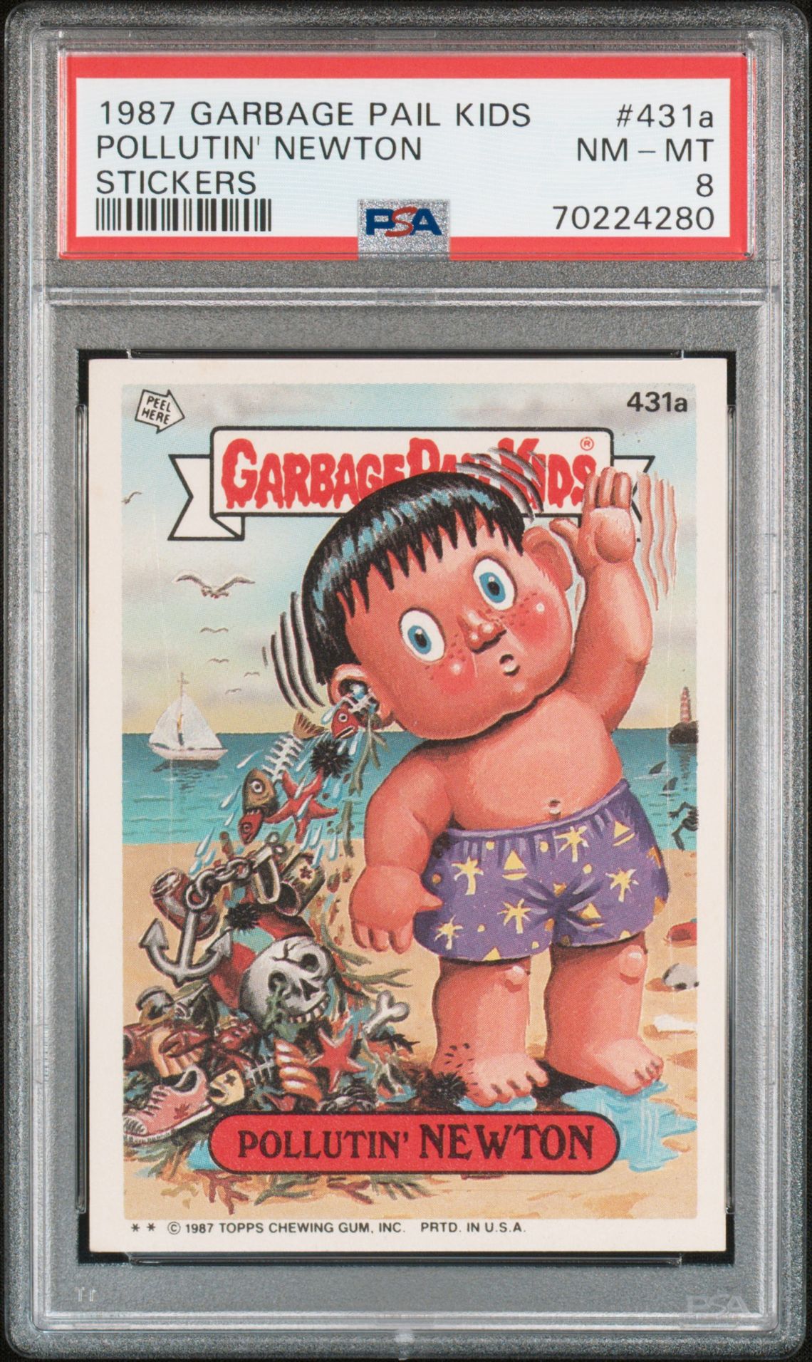 1987 Topps GARBAGE PAIL KIDS STICKERS #431A Pollutin' Newton front