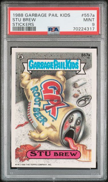1988 Topps Garbage Pail Kids Series 14 STICKERS #557A Stu Brew front