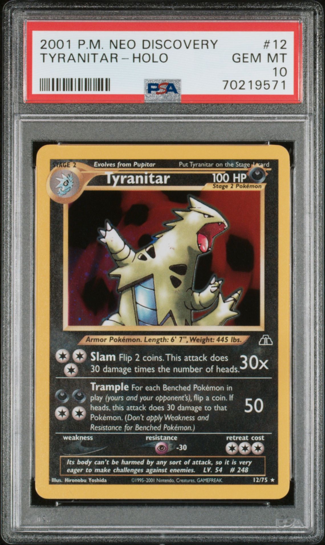 2001 Pokemon POKEMON NEO DISCOVERY Holo #12 Tyranitar-Holo front