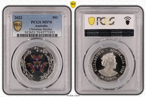 2022 50C Christmas Beetles Colorized MS70