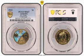 2022 $1 Great Aussie Coin Hunt - 'X' Crux - Colorized MS67