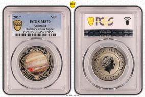 2017 50C Planetary Coins Jupiter Colorized MS70