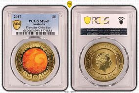 2017 $5 Planetary Coins Sun Colorized MS69