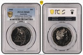 2000 50C Millennium Relief Flag MS68