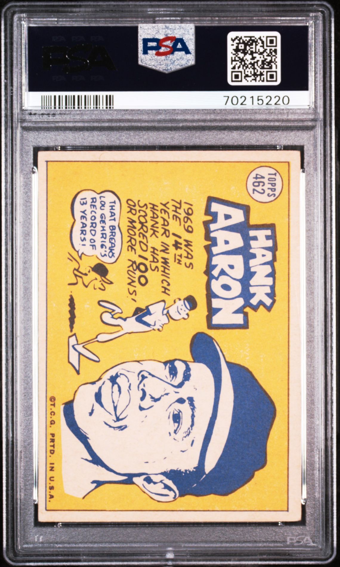1970 Topps Hank Aaron #462 Vg-Ex 4 back