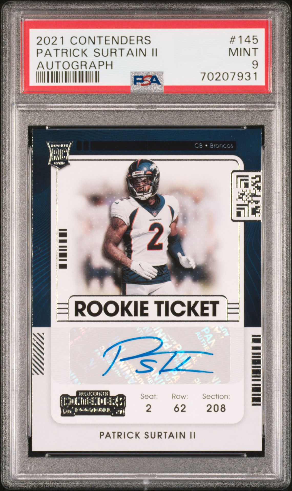 2021 Panini PANINI CONTENDERS AUTOGRAPH #145 Patrick Surtain Ii front