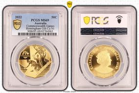 2022 50C Commonwealth Games Birmingham Gilt-CuNi MS69